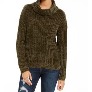 • hippie rose chenille turtleneck olive green sweater •